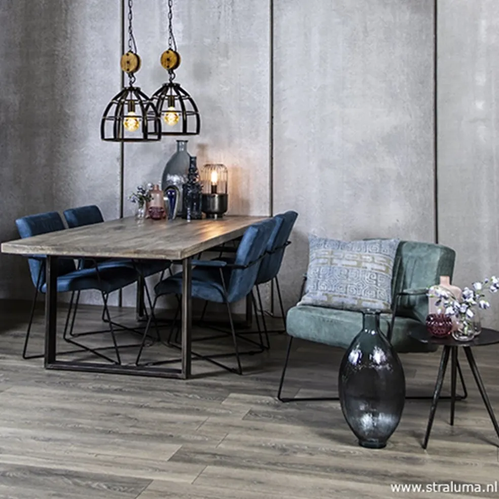 Trendy moderne eetkamerstoel metaal/stof