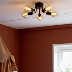 Trendy plafondlamp mat zwart exclusief lichtbron