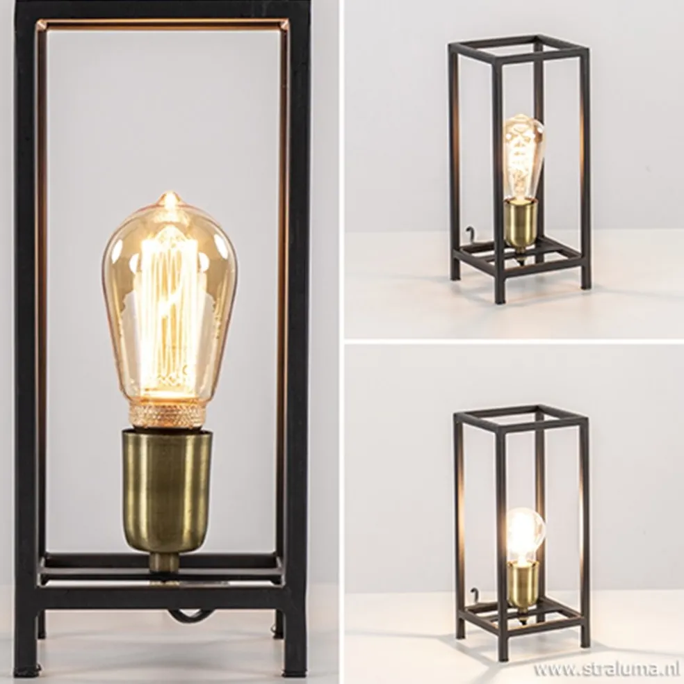 Trendy tafellamp Marlay zwart met brons