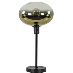 Trendy tafellamp zwart met glazen kap helder/goud