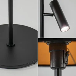 Trendy vloerlamp met kap zwart met goud