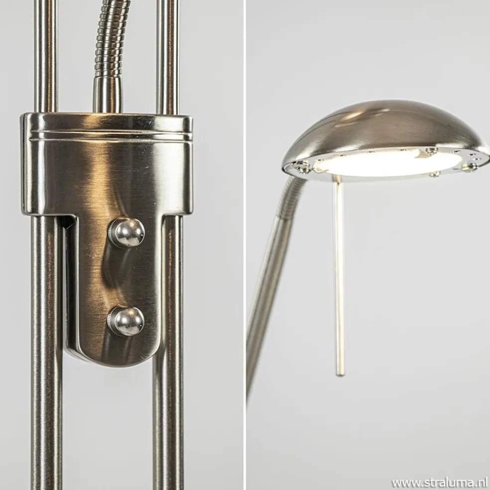 Uplighter met leesarm New Luna nikkel