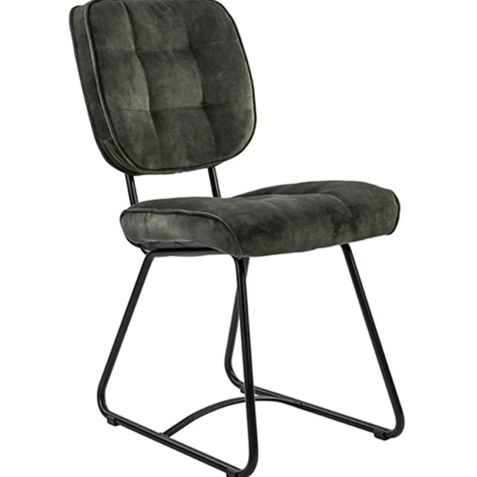 Velourse eetkamerstoel met zwarte poten