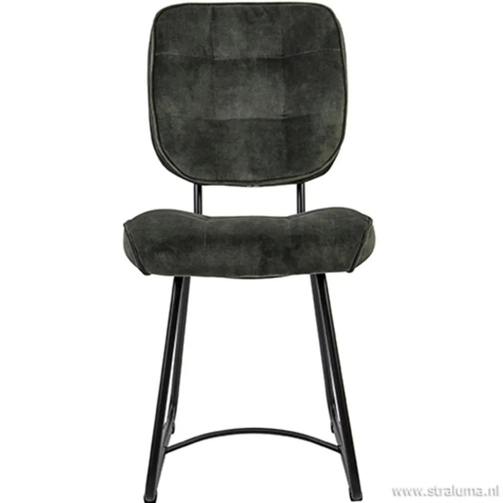 Velourse eetkamerstoel met zwarte poten