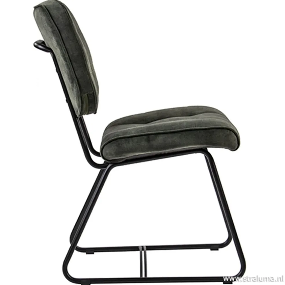 Velourse eetkamerstoel met zwarte poten