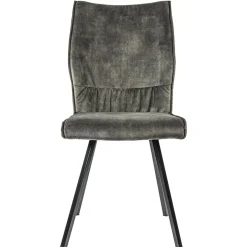 Velvet grijze eetkamerstoel met zwarte pootjes