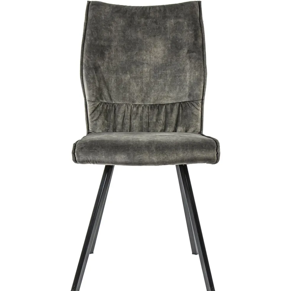 Velvet grijze eetkamerstoel met zwarte pootjes