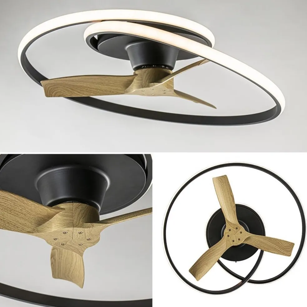 Ventilator Ocean zwart/hout + remote cct