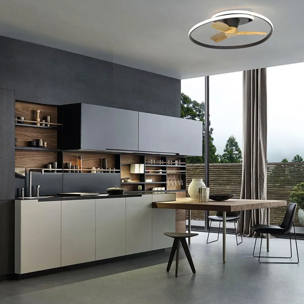 Ventilator Ocean zwart/hout + remote cct