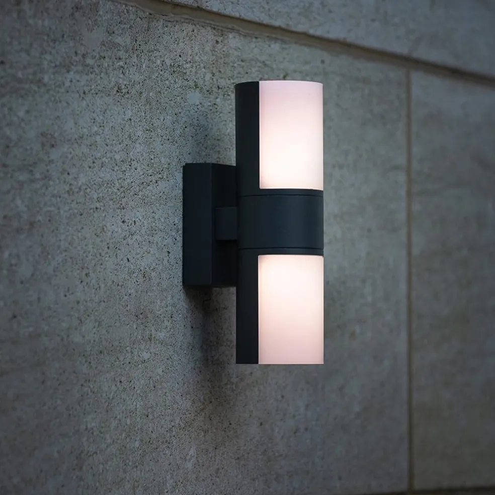 Verstelbare LED buitenlamp 2-lichts cilinder donker grijs