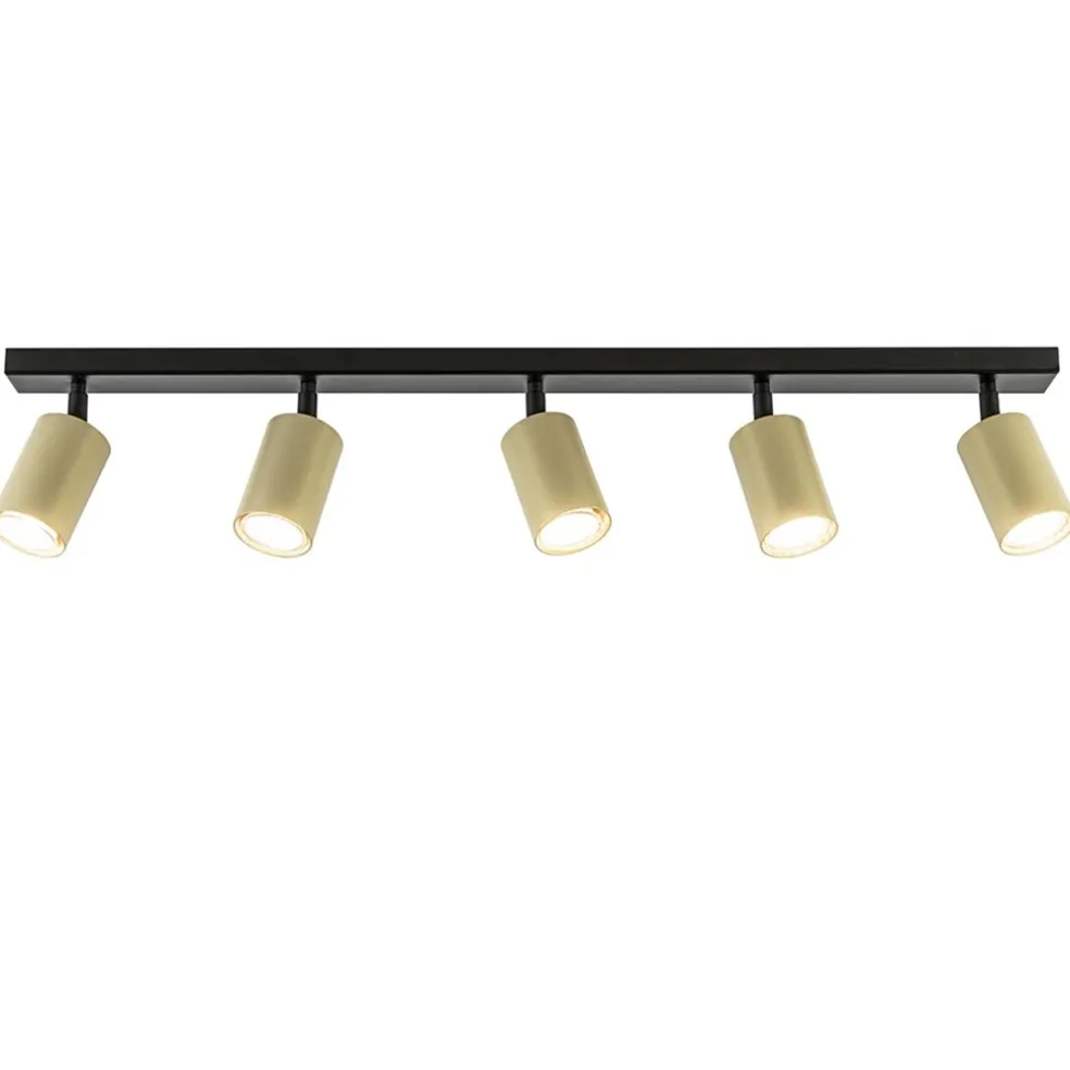 Verstelbare 5-lichts GU10 opbouwspot goud met zwart