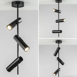 Verstelbare 3-lichts plafondspot zwart metaal