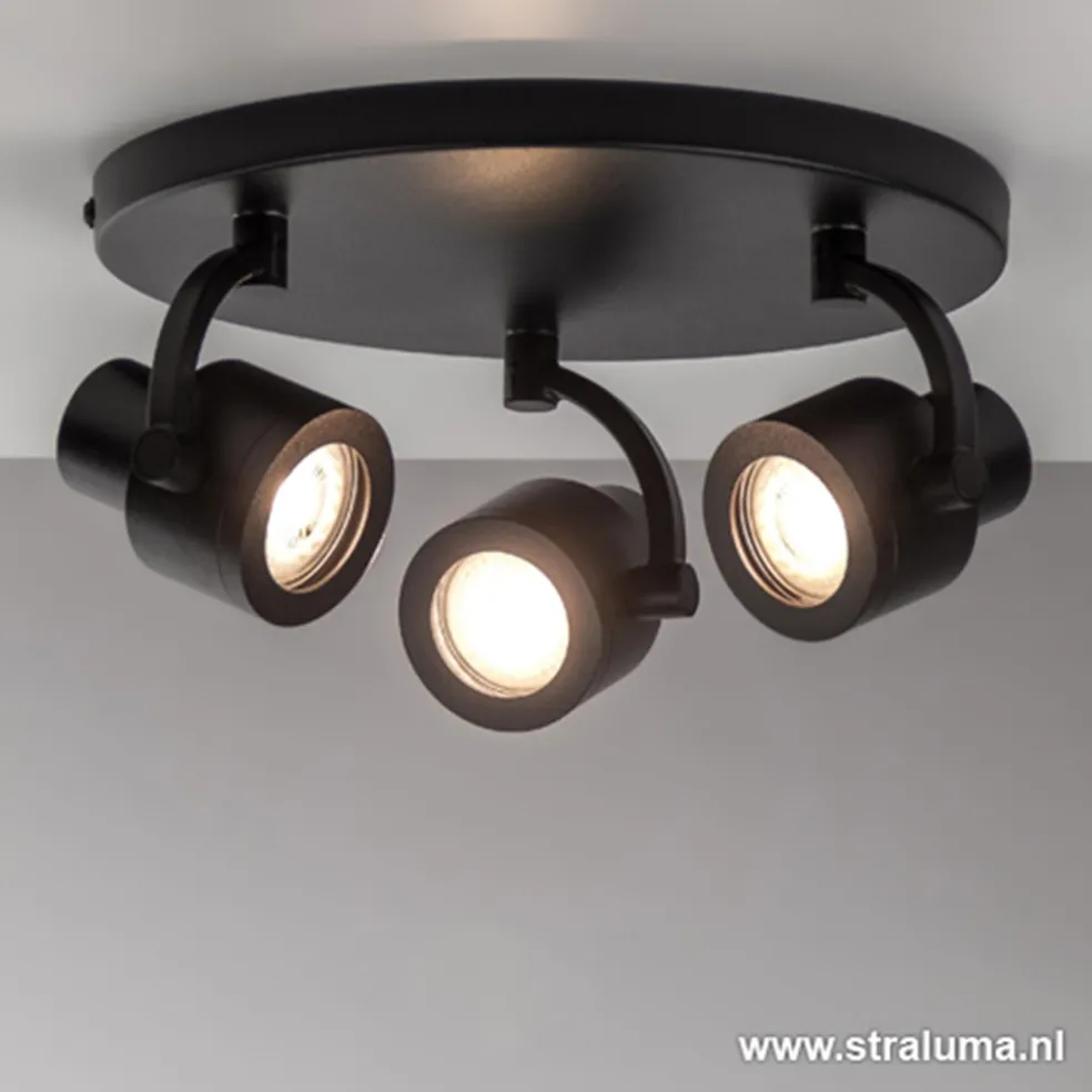 Verstelbare opbouwspot zwart 3-lichts