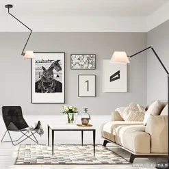 Verstelbare plafondlamp met stoffen kap