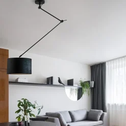 Verstelbare plafondlamp zwart met velourse kap