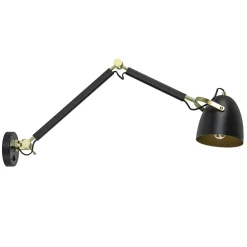 Verstelbare wandlamp mat zwart met gouden details
