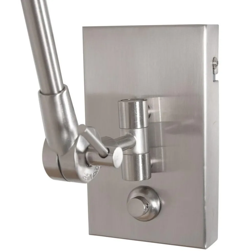 Verstelbare wandlamp staal met velourse kap zilver