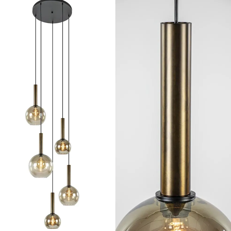 Videlamp Bella 5L rond zwart/brons+smoke