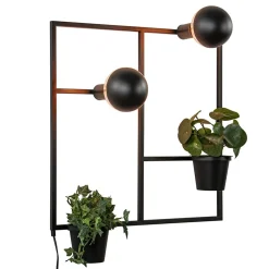 Vierkant wandrek met plantenpotten en E27 fittingen