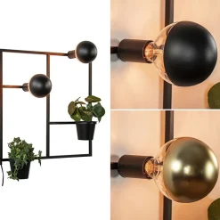 Vierkant wandrek met plantenpotten en E27 fittingen