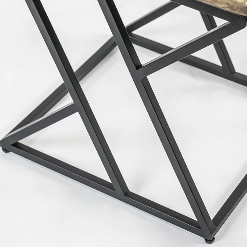 Vierkante bijzettafel zwart met mango hout