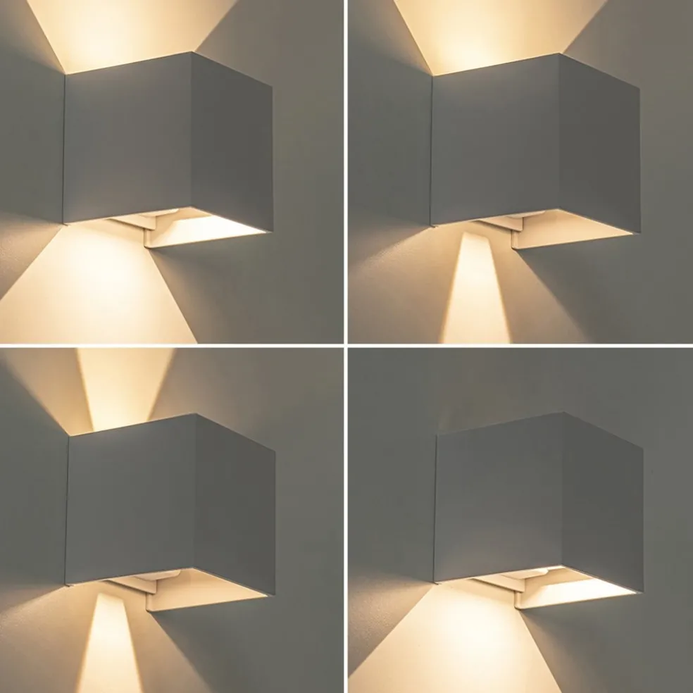 Vierkante buitenlamp wand wit IP54