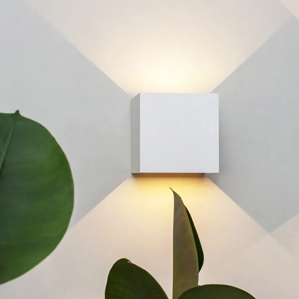 Vierkante buitenlamp wand wit IP54