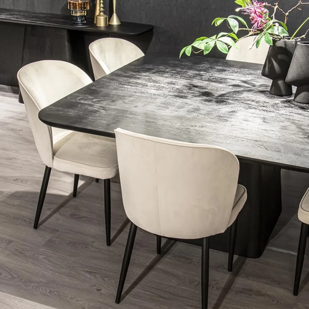 Vierkante eettafel zwart mango hout 150x150 cm