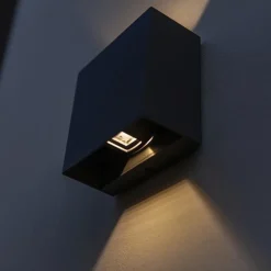 Vierkante LED buitenlamp wand zwart up+down