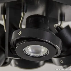 Vierkante LED plafondlamp 4-lichts zwart