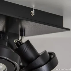 Vierkante LED plafondlamp 4-lichts zwart