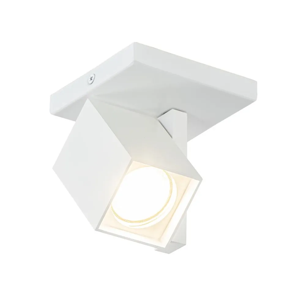 Vierkante opbouwspot mat wit GU10 verstelbaar