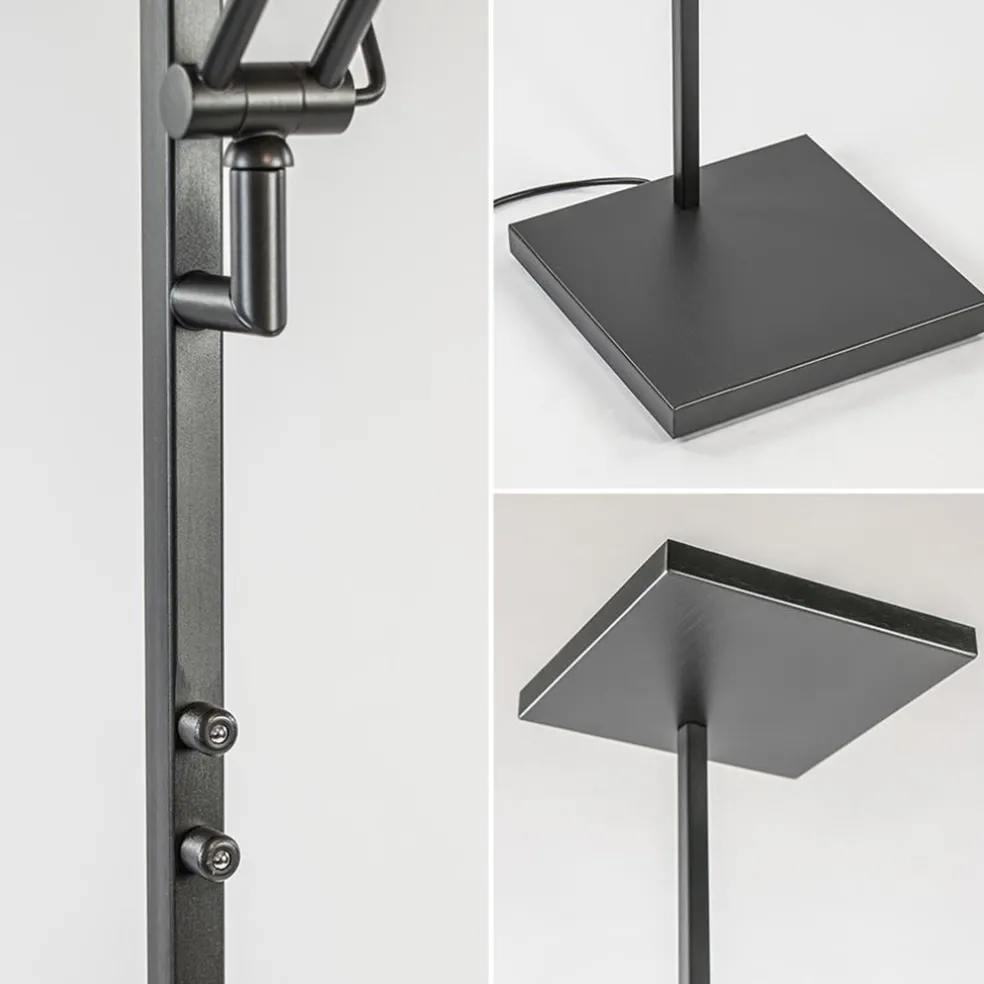 Vierkante uplighter zwart met verstelbare leesarm