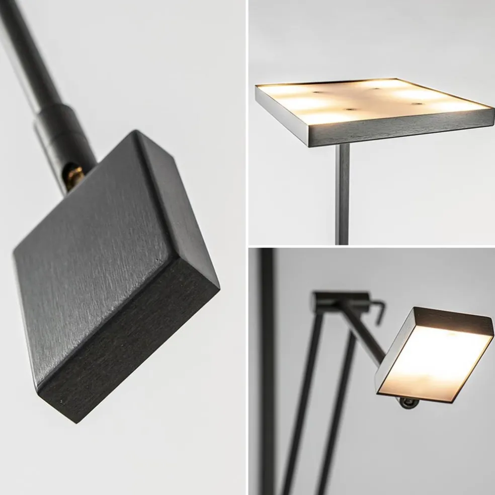 Vierkante uplighter zwart met verstelbare leesarm