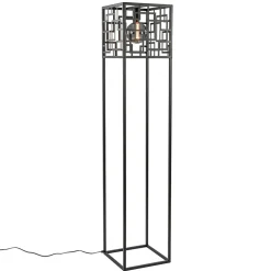 Vierkante vloerlamp mat zwart metaal