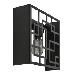 Vierkante wandlamp zwart metaal