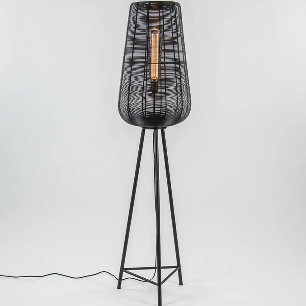 Vloerlamp Adeta driepoot draad zwart