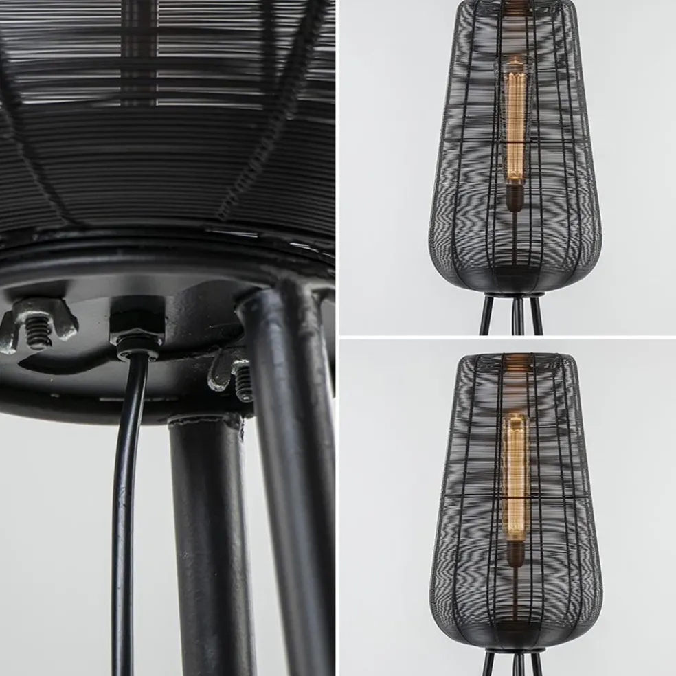 Vloerlamp Adeta driepoot draad zwart