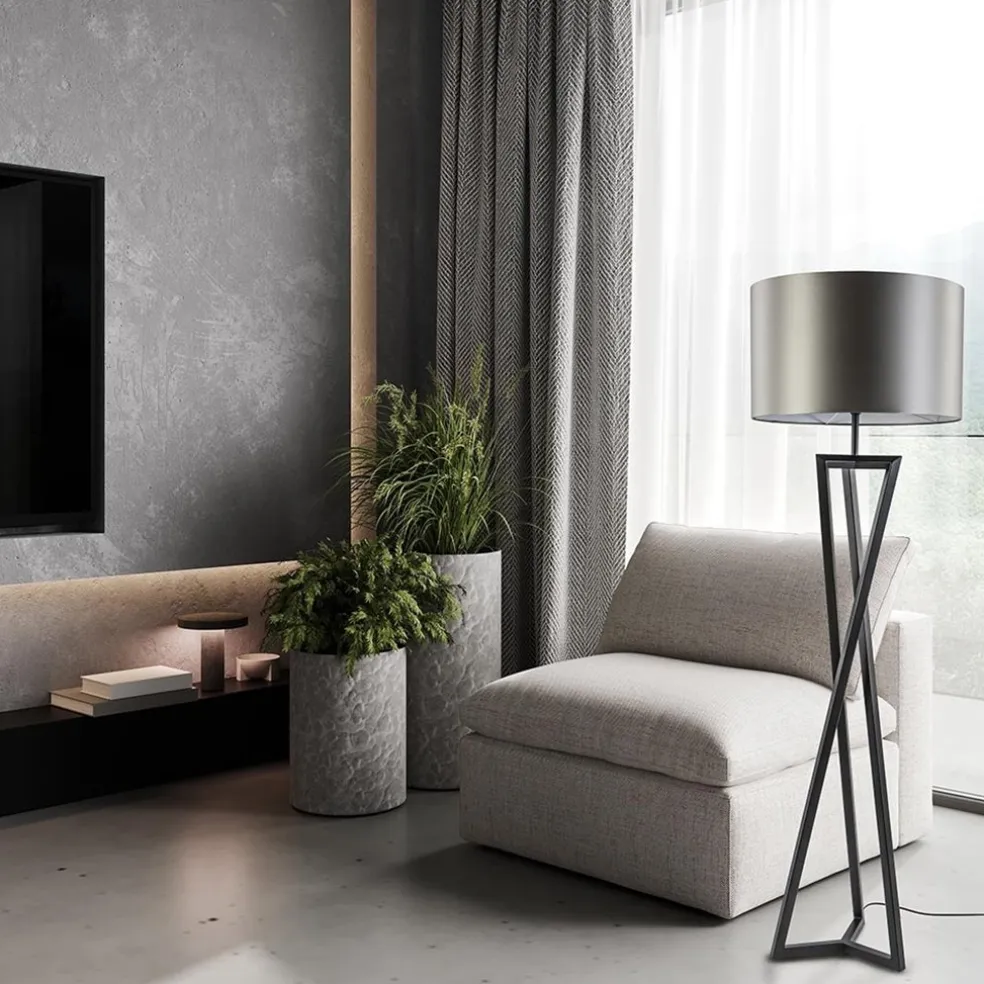 Vloerlamp Atrani zwart EXCL. KAP