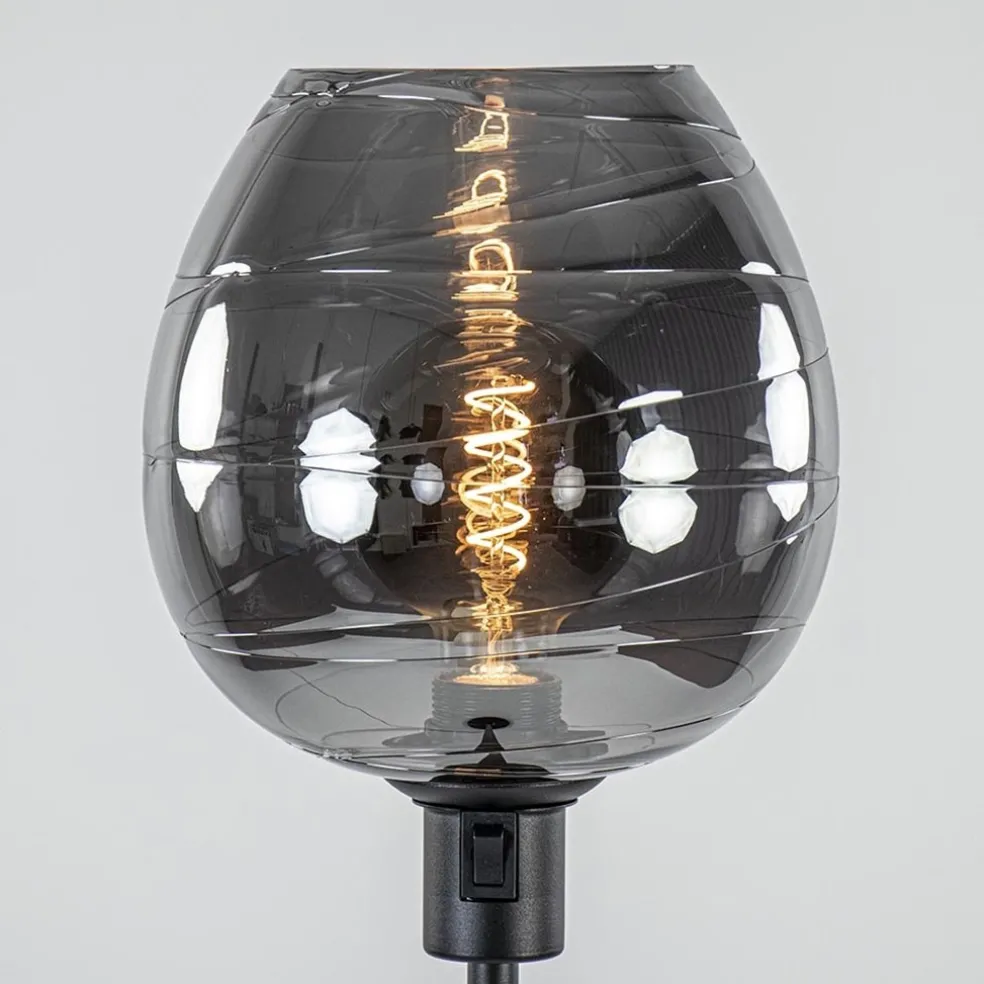 Vloerlamp Fantasy op stang zwart + smoke glas