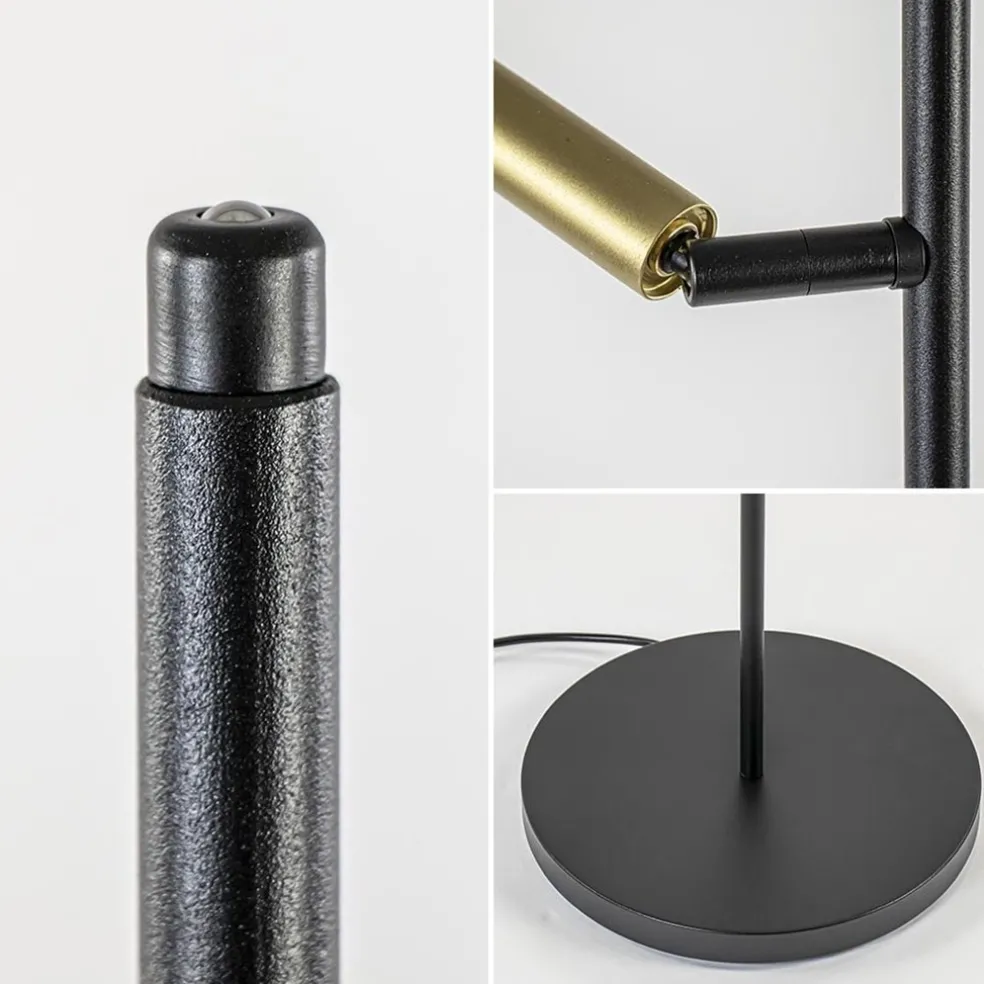 Vloerlamp Flute 2l zwart/matgoud pushdim