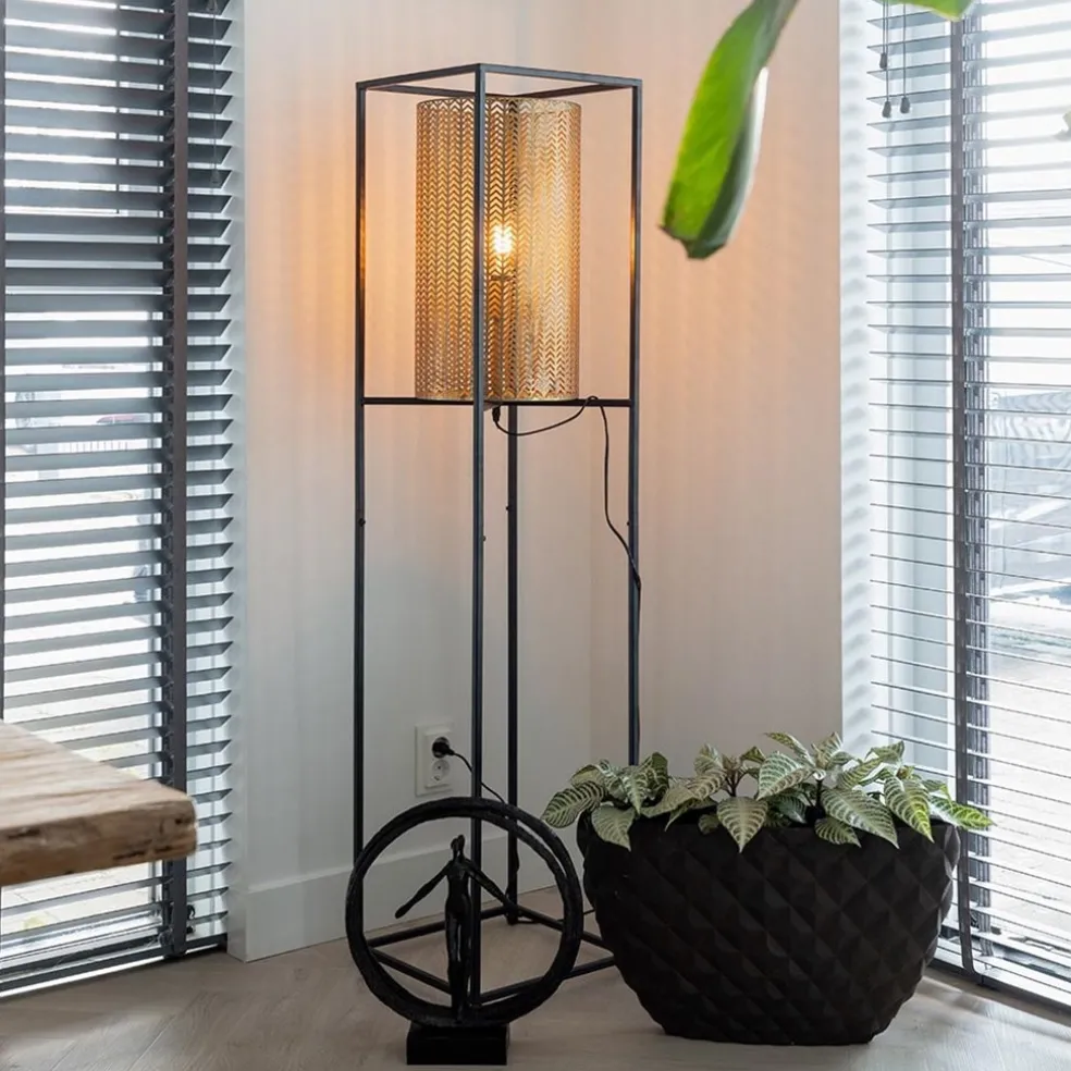 Vloerlamp Frame zwart/goud