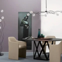 Vloerlamp Gio zwart + bolglas helder