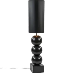 Vloerlamp hotel chic zwart met kap zwart/goud