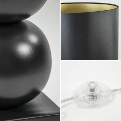 Vloerlamp hotel chic zwart met kap zwart/goud