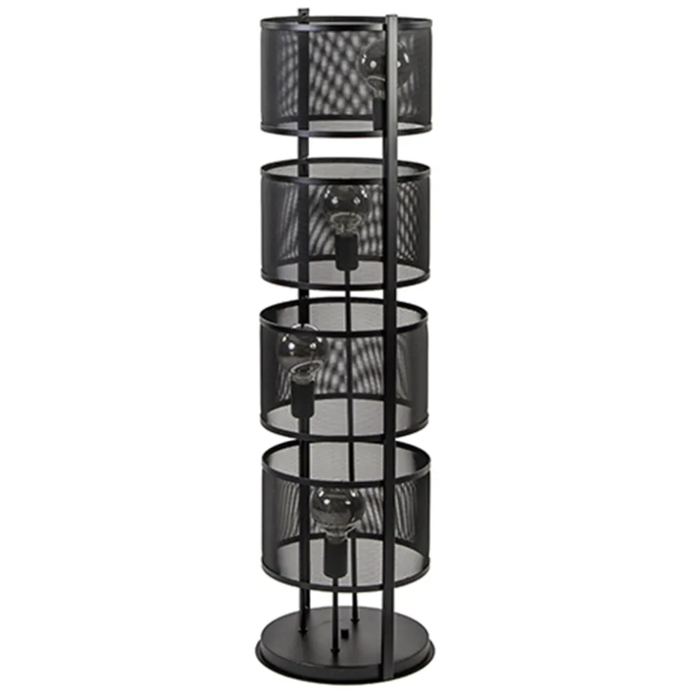 Vloerlamp 4L cilinder gaas zwart