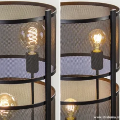 Vloerlamp 4L cilinder gaas zwart