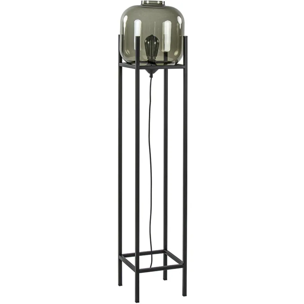 Vloerlamp Lett frame zwart/smoke glas