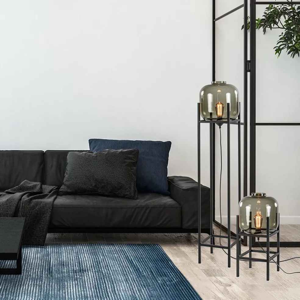 Vloerlamp Lett frame zwart/smoke glas