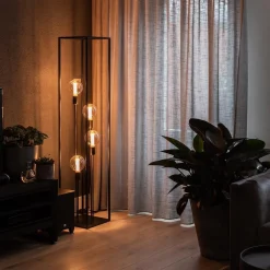 Vloerlamp open frame zwart 4-lichts